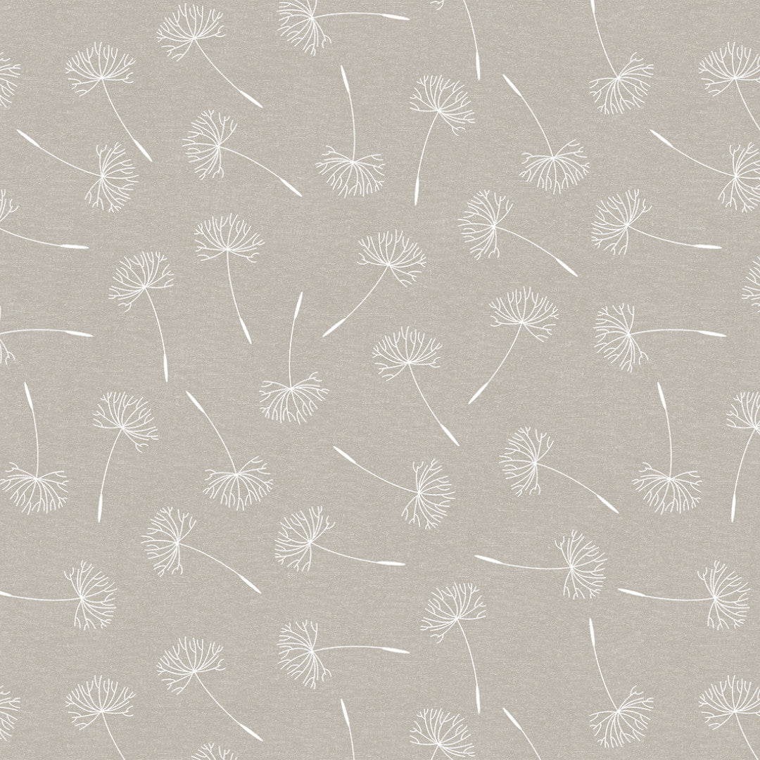 Frøvik Beige – Voksduk med hvite blomster i linlook