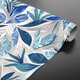 Rullet Funky Blue Jungle voksduk med livlige blå blader