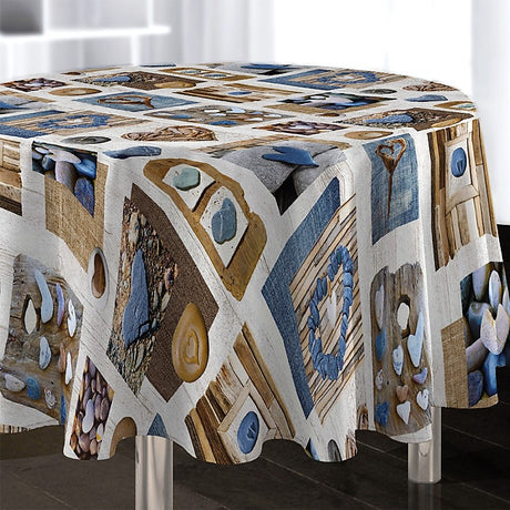 Garlet, rund duk Ø 180 med steinmotiv