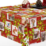 Gammeldags Jul Rød - Julevoksduk med flotte gamle julemotiver