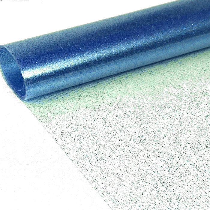 Klar plast med blå glitter – Gjennomsiktig voksduk