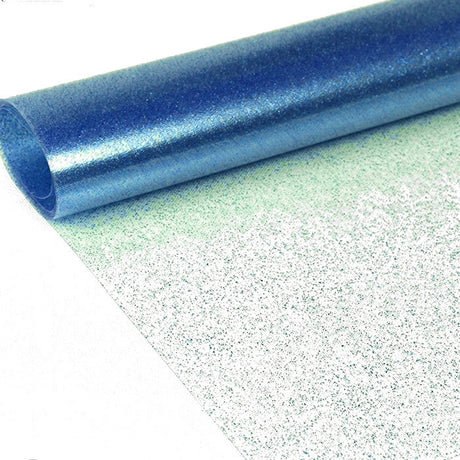 Klar plast med blå glitter – Gjennomsiktig voksduk