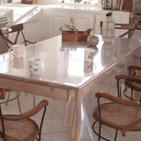 Klar gjennomsiktig plast voksduk, 0,15 mm tykk og 155 cm bred