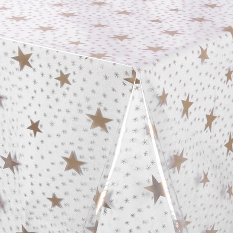Gjennomsiktig voksduk trykt med gullstjerner, klar plastfolie
