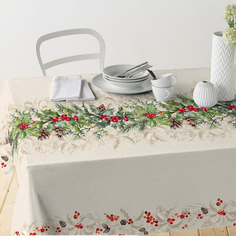 Gloria – Juleakrylduk med vakre kongler, bær, grankvister og kristtorn