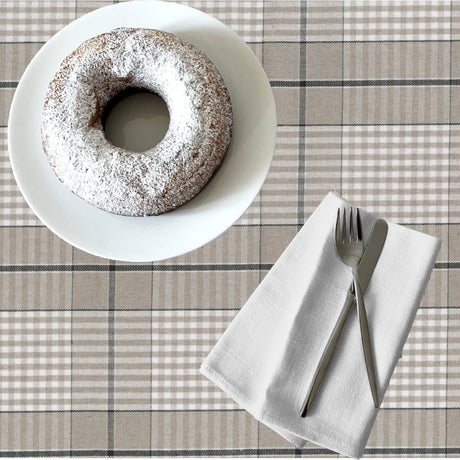 Grå Nordisk Olmer Rute – Akrylduk i rustikk hørlook