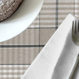 Grå Nordisk Olmer Rute – Akrylduk i rustikk hørlook, nærbilde