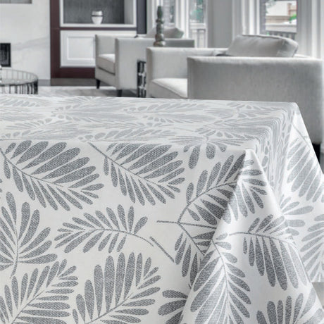 Grå Palmer – Voksduk med palmeblader på sandfarget bunn