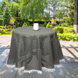 Rustikal, rund sommerduk til hagebordet – grå med frynser, Ø 160 cm