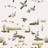 Gråender i Mosen – voksduk med naturmotiv i jaktstil