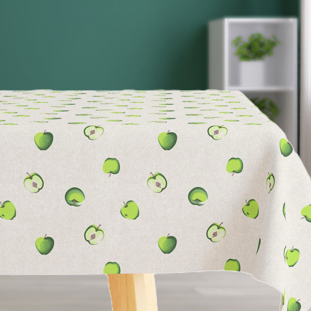 Green Apple – Lys melert akrylduk med grønne epler