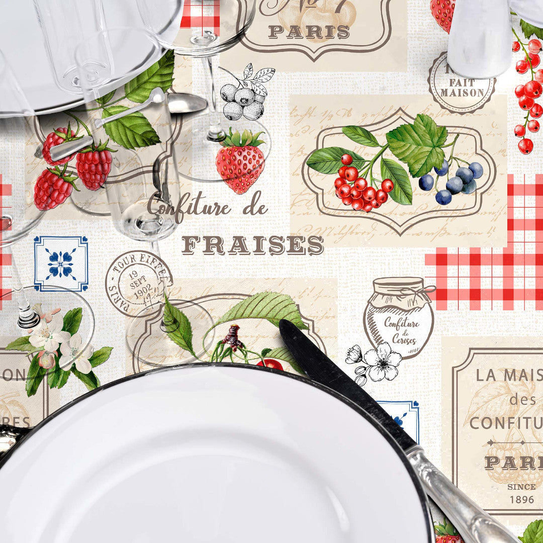 Griotte – Nostalgisk fransk voksduk med fruktmotiv, detaljer