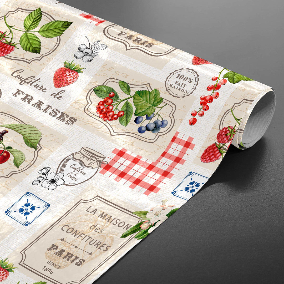 Griotte – Nostalgisk fransk voksduk med fruktmotiv, rullet