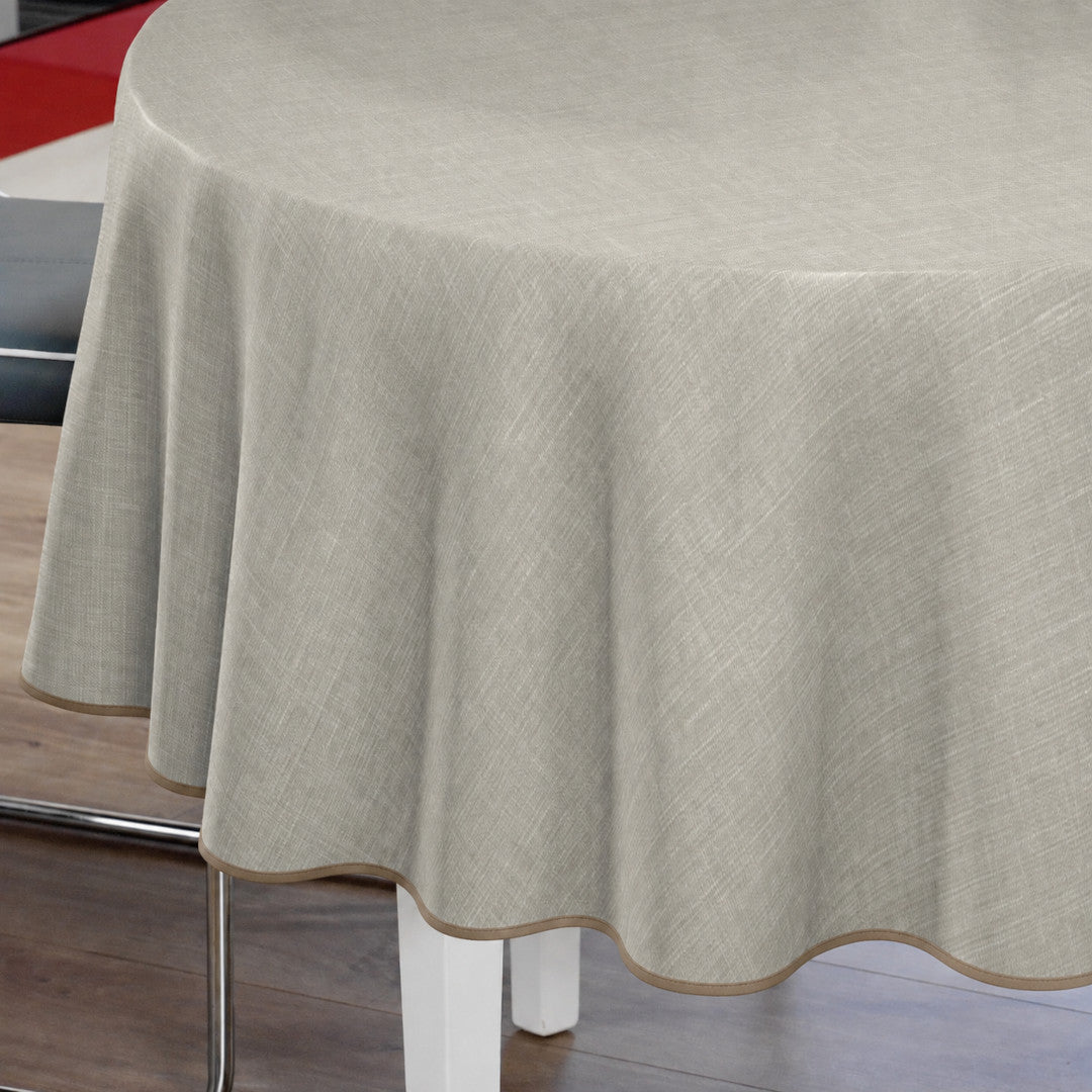 Groblad Beige – Rund voksduk med kantbånd Ø 180 cm