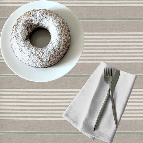 Grønn Nordisk Olmer Stripe – Akrylduk i rustikk hørlook