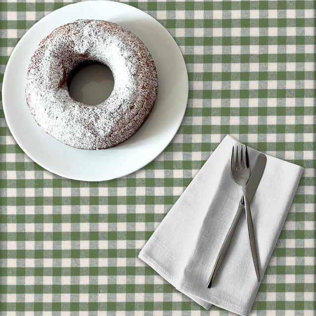 Grønn Nordisk Rute – Akrylduk i rustikk hørlook