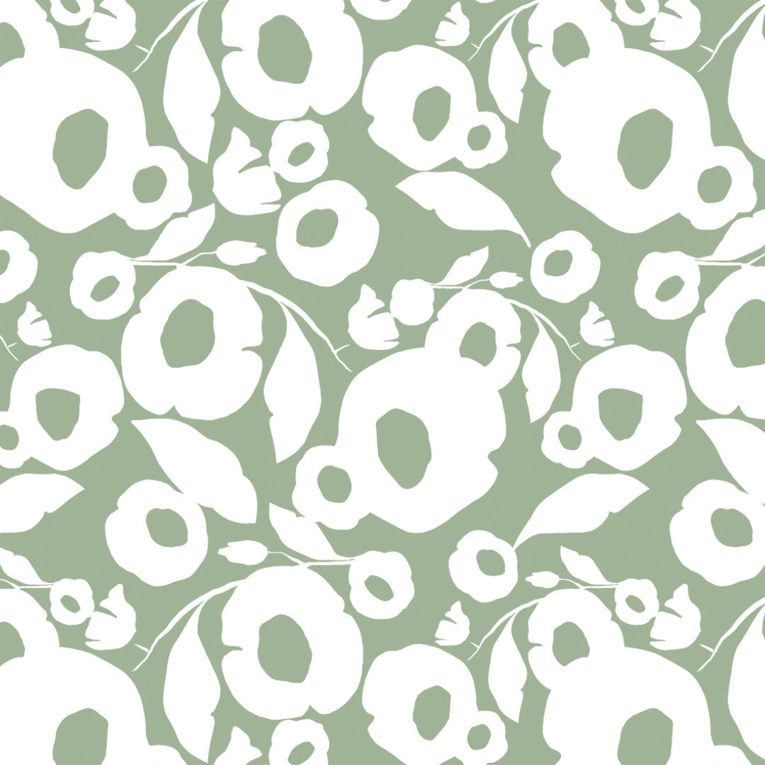 Growing Up Sage - 160 cm bred voksduk med abstrakt blomstermotiv