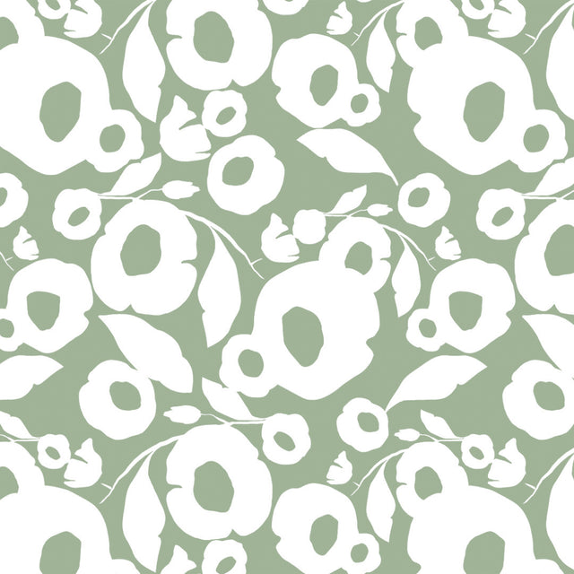 Growing Up Sage - 160 cm bred voksduk med abstrakt blomstermotiv