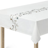 Hammershøi Christmas Duk, 150 x 320 cm - Juleduk hvit med akvarellmalt dekorasjon