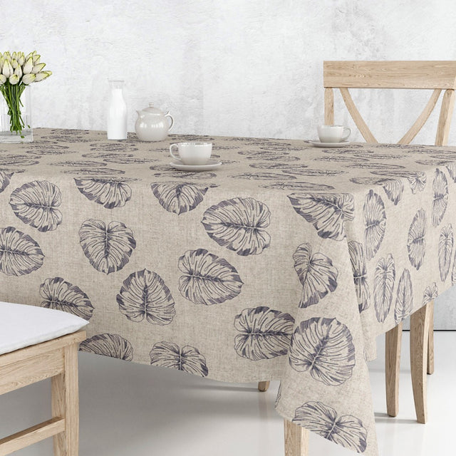 Hanoy Grå – Akrylduk i linlook med vakre grå strekblader