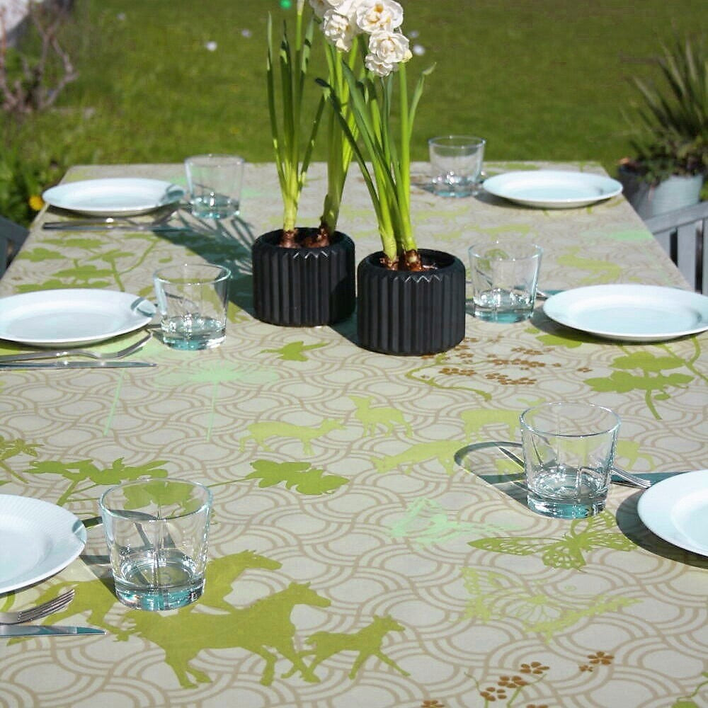 Happy Horses grønn – Notes by Susanne Schjerning – akrylduk med antiskli