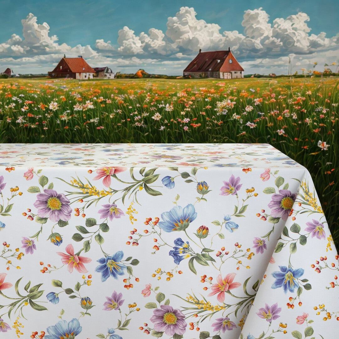 Havens Flor – Voksduk med utsprungne blomster i mange farger