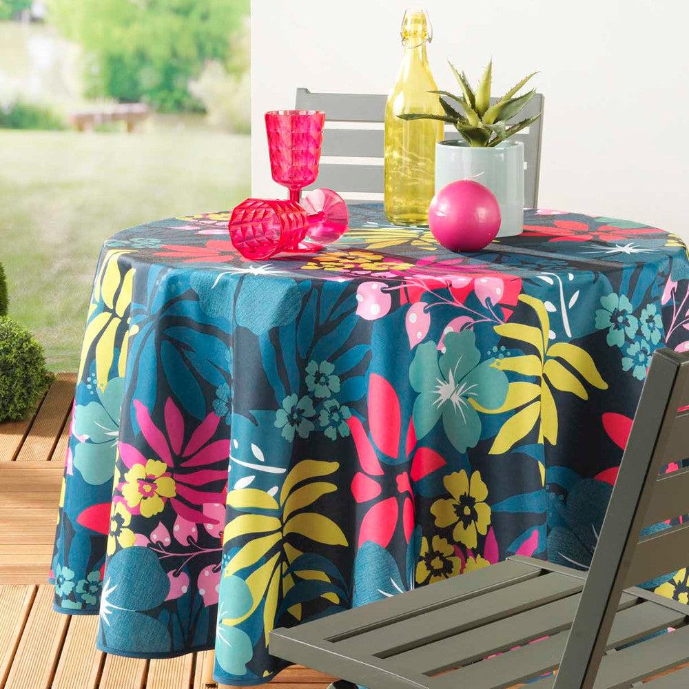 Hawai Blue Ø 180 cm, rund bordduk med flekkavvisende behandling