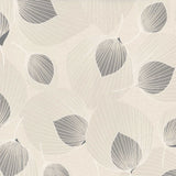 Nærbilde av Helga Grå/beige voksduk med blad-i-blad-mønster og sølvglitter