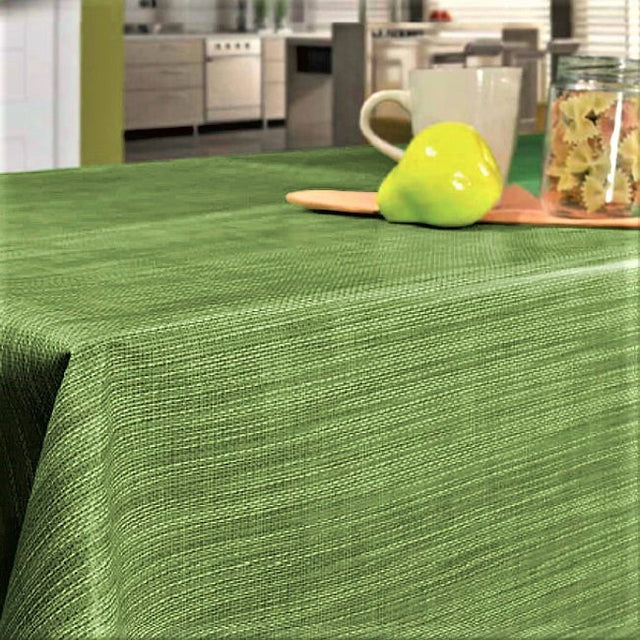 Hessian-look, ensfarget retro voksduk i 70-tallsstil, 140 cm bred – grønn