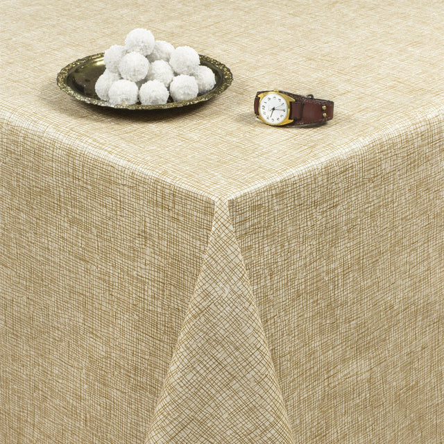 Ensfarget hessian-look beige voksduk med lett preget overflate