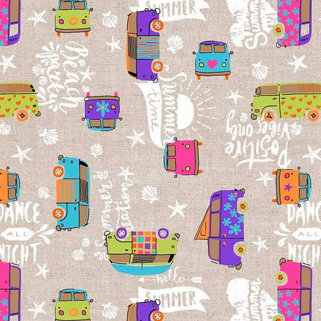 Hippie – Akrylduk med fargerike minibusser