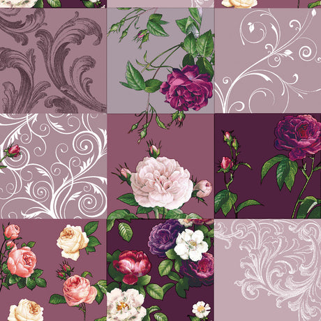 Historiske roser lilla – voksduk med vakre roser