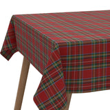 Juleduk Tartan Rød – Klassisk akrylduk med skotske røtter, hjørne