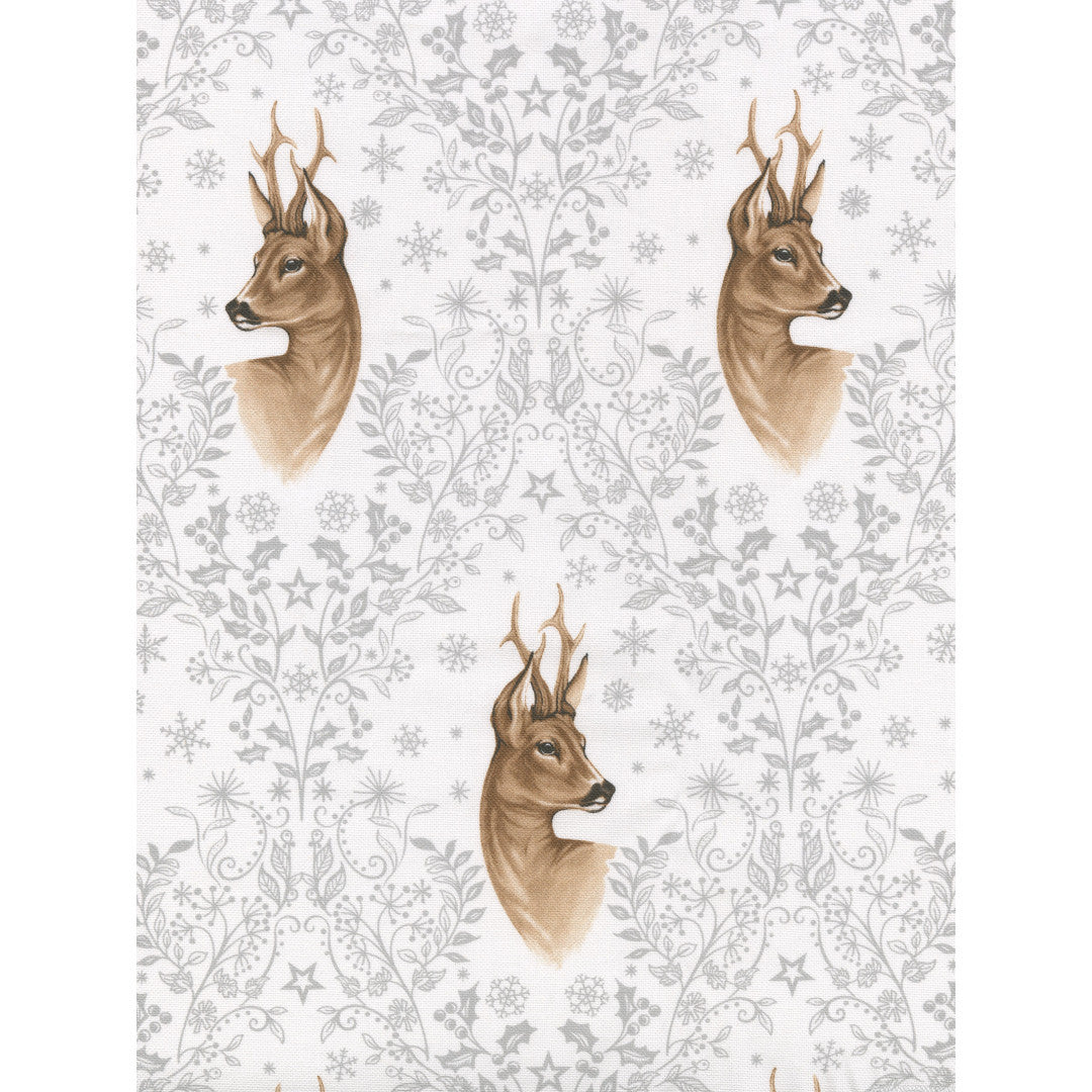 Hjortemotiv og Vinterornamenter – Juleduk med praktisk akrylbelegg, mønster