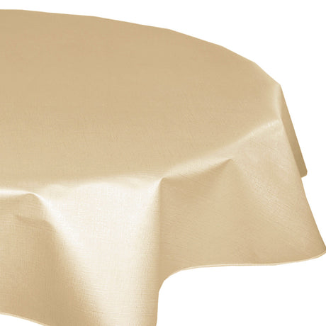 Hørstruktur Sand – Rund voksduk Ø 160 med kantebånd