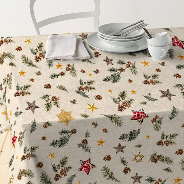 Hogui – Juleakrylduk med små grankvister, kongler og vakre stjerner