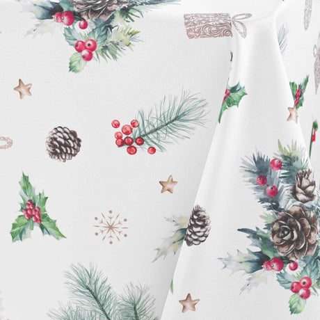 Hollystar 150 x 240 cm, rektangulær juleduk med flekkavvisende behandling, nærbilde