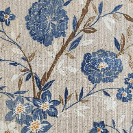 Jardin Bleu – Akrylduk med blomster i blå nyanser og linlook