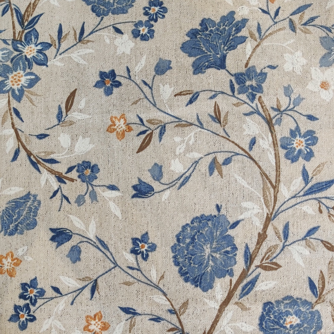 Jardin Bleu – Akrylduk med blomster i blå nyanser og linlook