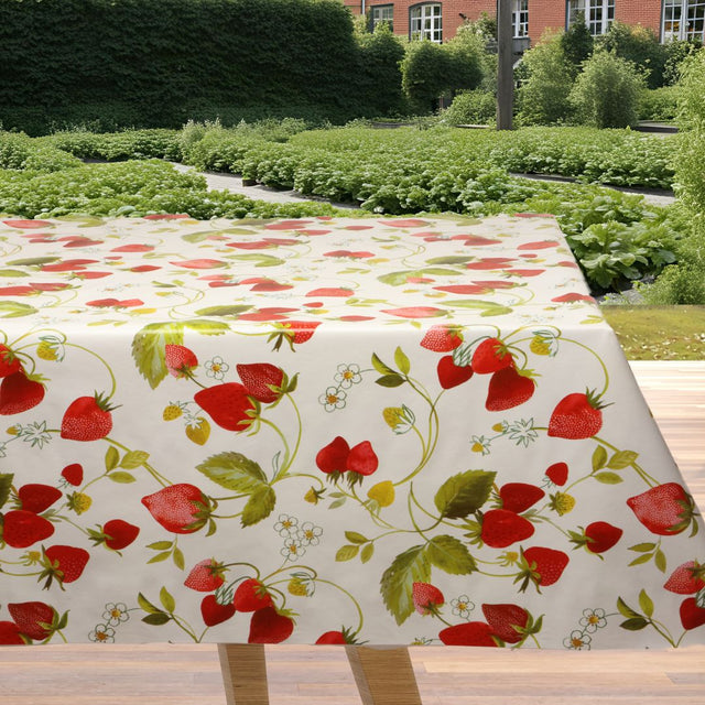Jordbærstemning – Voksduk med røde og grønne jordbær