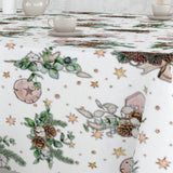 Jul og Rimfrost – julevoksduk med vinterskjønne motiver sett fra siden