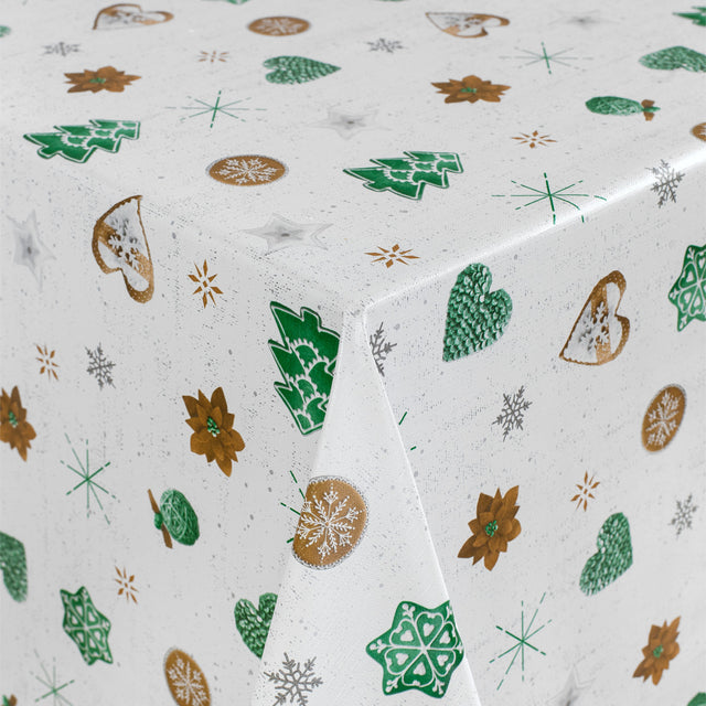 Julebakst grønn – Julevoksduk med julekaker