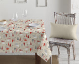 Juleduk med lurex - Akrylduk med festlige juletrær på beige bunn