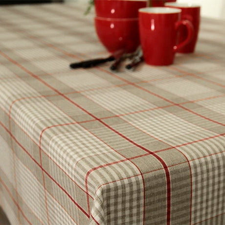 Juleduk Olmer Tern Rød – akrylduk i linlook, hjørne