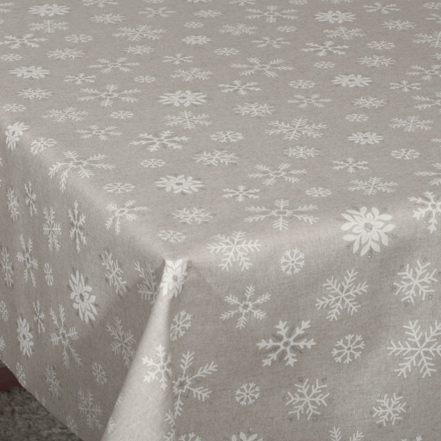 Iskrystall Lys Grå – Juleakrylduk med vakre iskrystaller