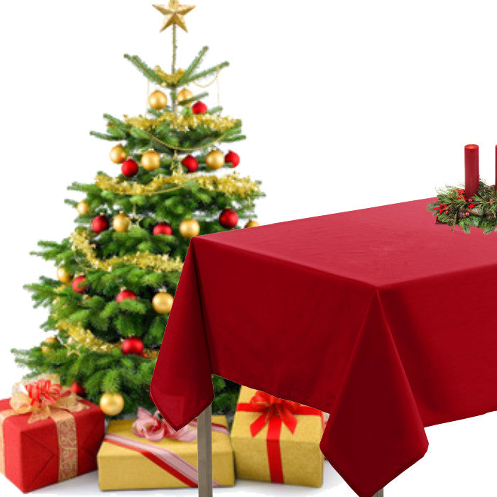 Juleduk, ensfarget rød rektangulær duk, 145 x 300 cm
