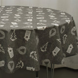 Rund juleduk, Home Sweet Home, grå - Akrylduk med julemotiver