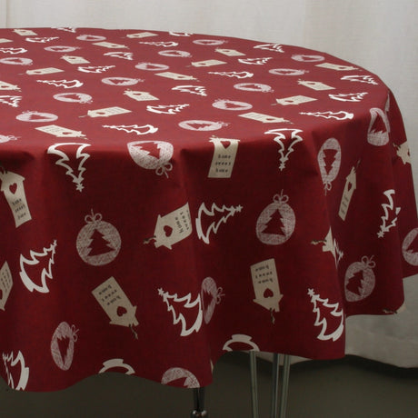 Juleduk, Home Sweet Home, burgunderrød - Rund akrylduk med julemotiver