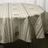 Juleduk Lausanne grå, akrylduk med julemotiv i strikk – 155 cm bred