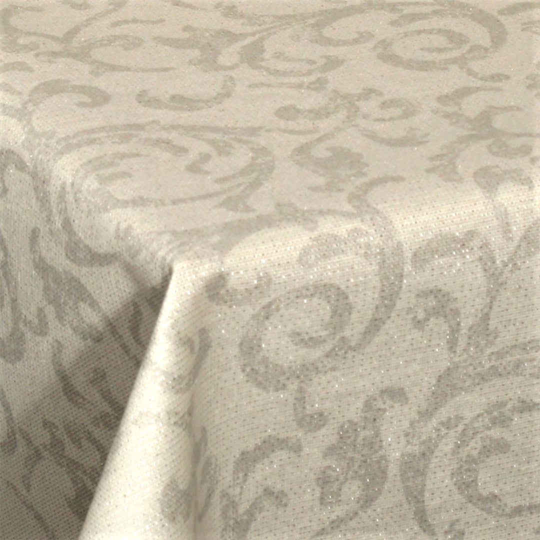 Nærbilde av Juleduk Smukke Snirkler - Akrylduk med sølv lurex